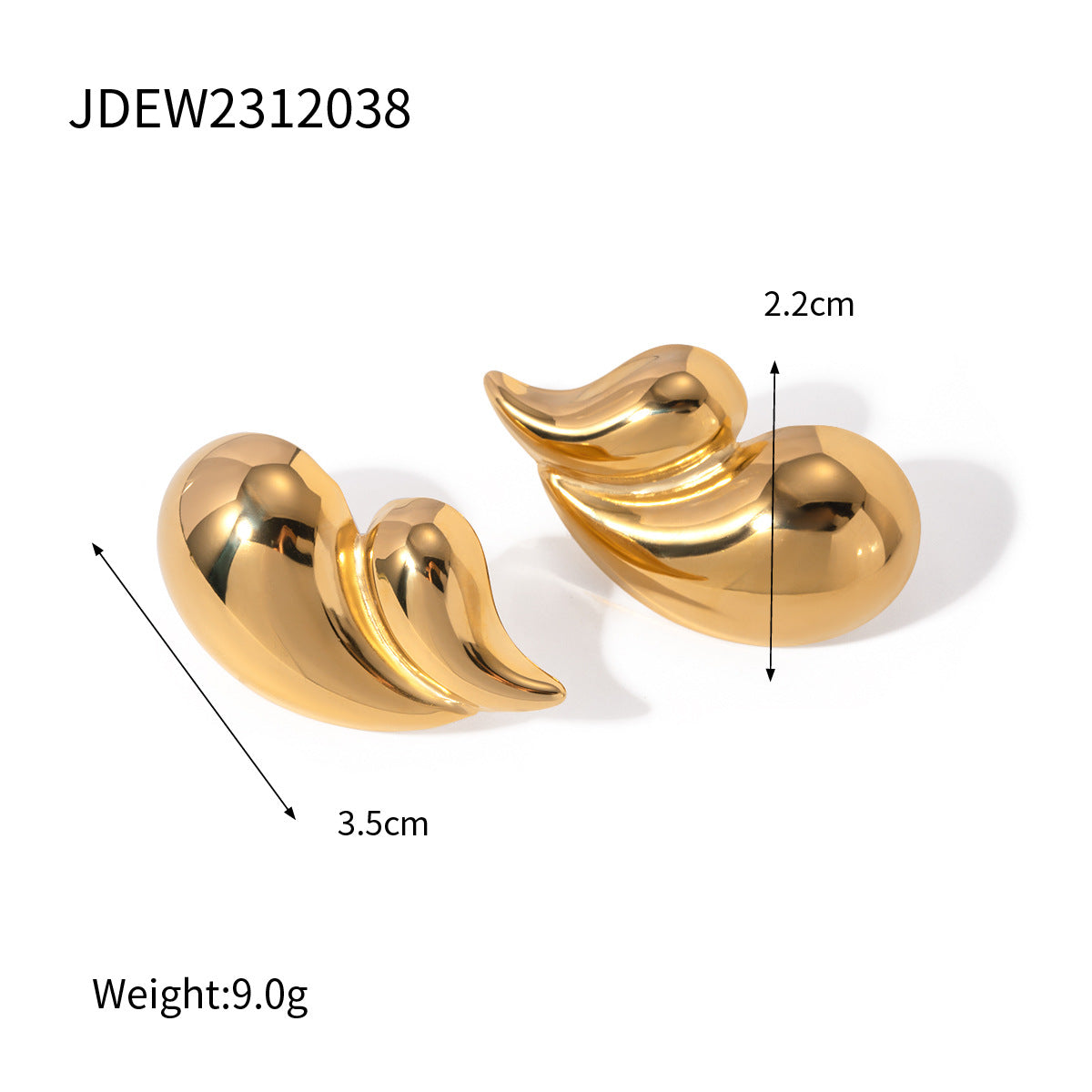 Vintage Minimalist Geometric Stainless Steel Stud Earrings with Polished Wing Design for Women