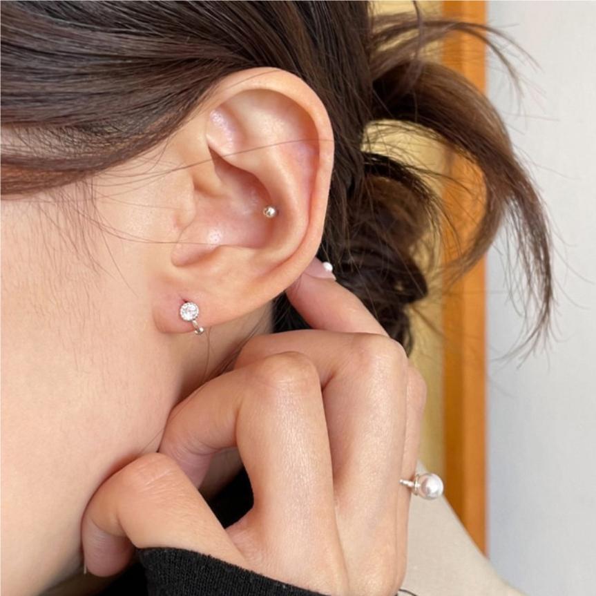 Minimalist Sweet 925 Sterling Silver Geometric Letter Cubic Zirconia Stud Earrings Gold Plated