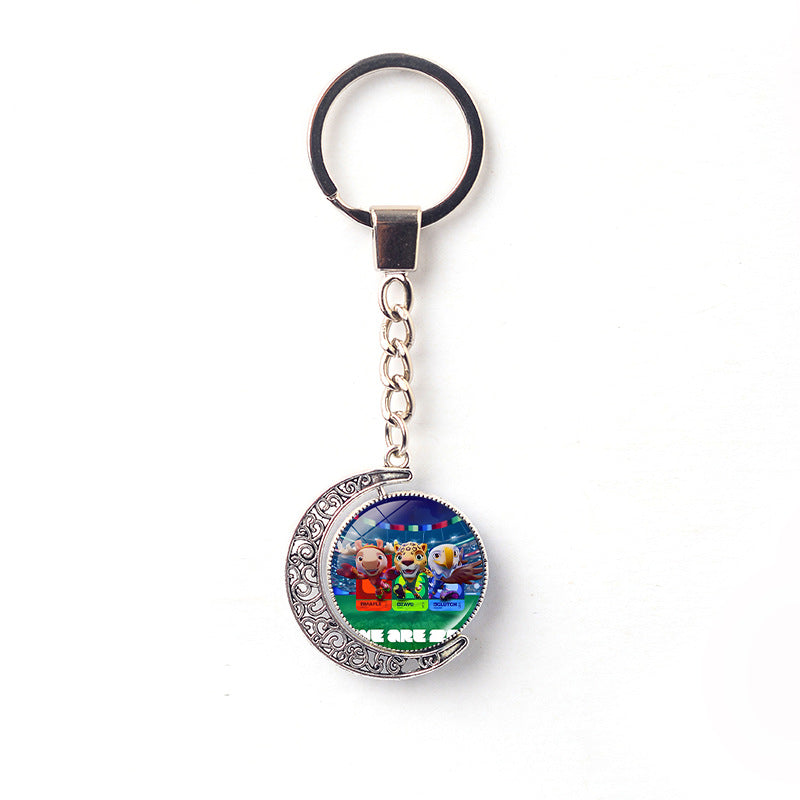 Rotating Moon Alloy Keychain Charm