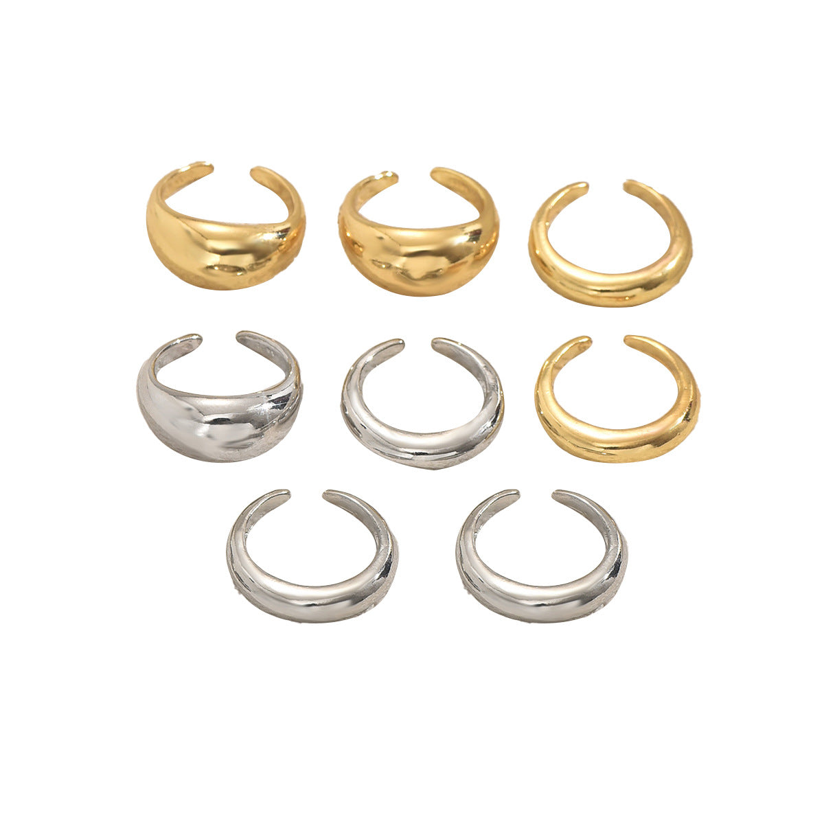 Minimalist Geometric Round Ring Set for Women in Zinc Alloy with Plated Finish Adjustable Open Band