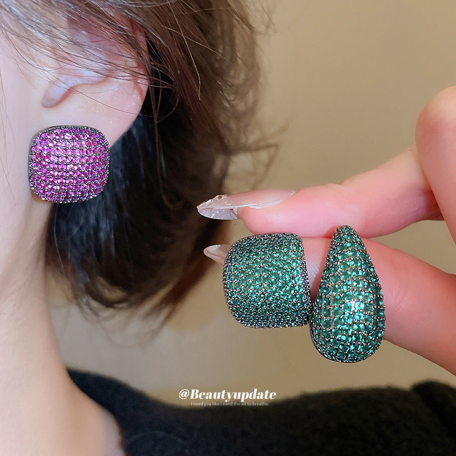 Pendientes de Cobre con Forma de Gota de Agua Goteando, Estilo Vintage, con Circonitas y Postes de Acero para Mujer