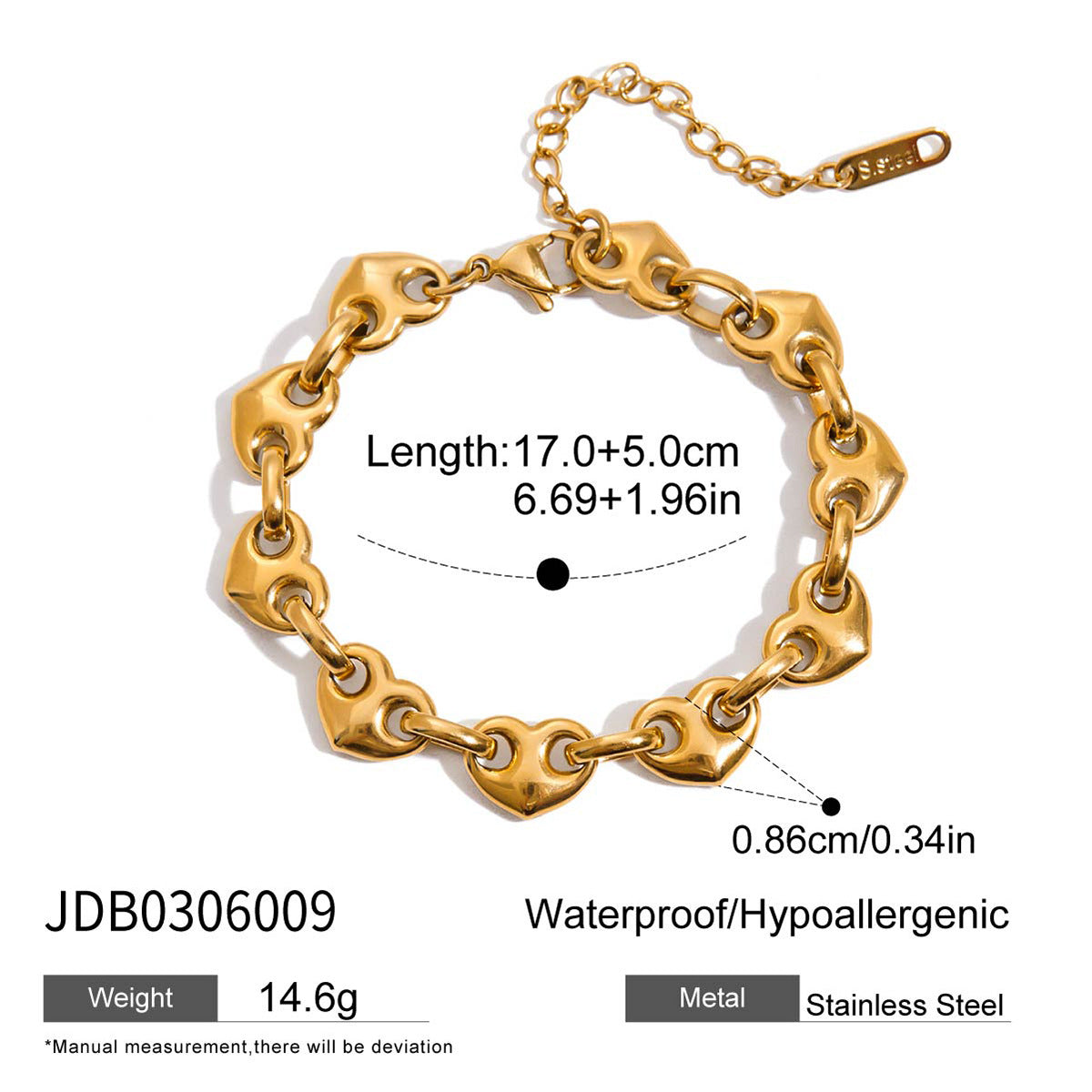 Set di bracciale in acciaio al titanio con chiusura a naso di maiale a forma di cuore chic e orecchini a cerchio in acciaio inossidabile per donna