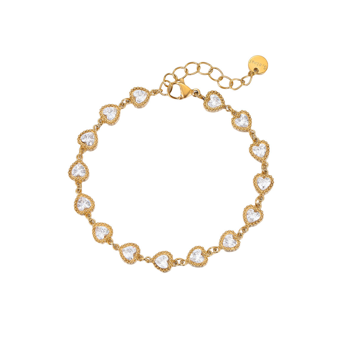 Pulsera de acero inoxidable con forma de corazón, adornada con diamantes de imitación, estilo vintage de lujo para mujer, con acabado chapado