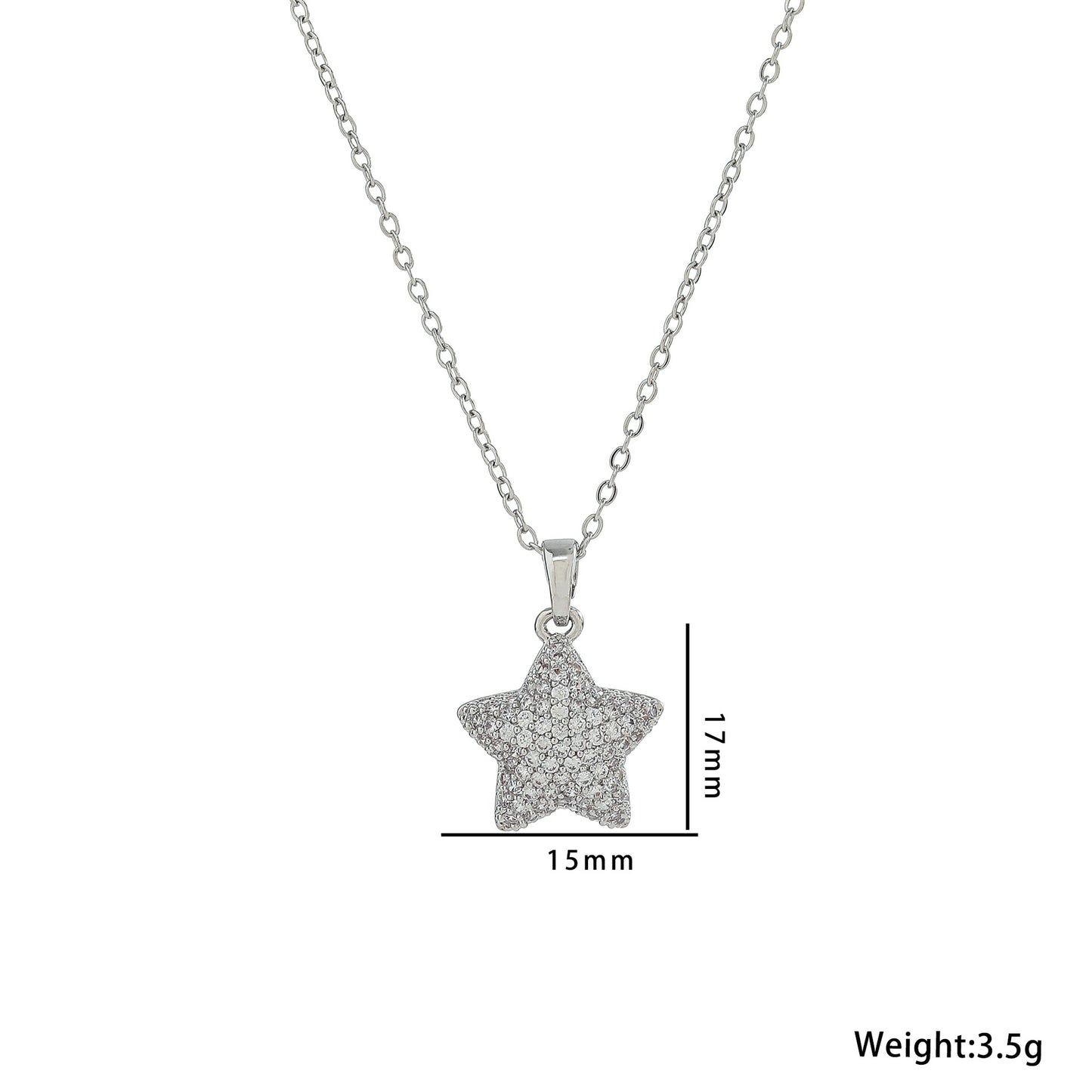 Minimalist Five-Pointed Star Pendant Necklace for Women Titanium Steel with Rhinestone Inlay Gold Plated O-Chain