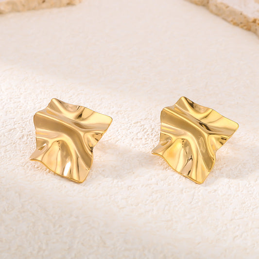 Pendientes cuadrados geométricos minimalistas de acero inoxidable con baño de oro de 18 quilates para mujer
