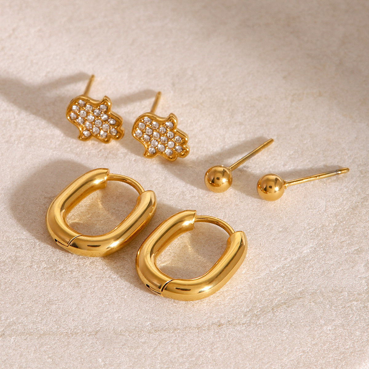 Pendientes Minimalistas Redondos Geométricos de Acero Inoxidable con Acabado Chapado para Mujer