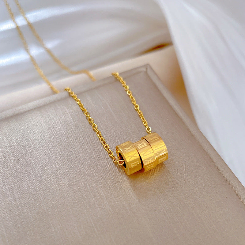 Collana Girocollo Minimalista in Acciaio al Titanio con Pendente Rotondo Geometrico Unisex