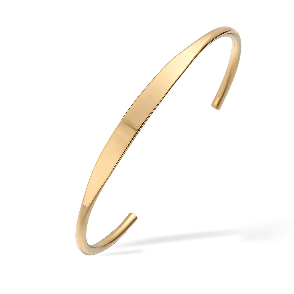 Bracciale da donna in acciaio inossidabile a forma di C, stile retrò minimalista, con finitura placcata