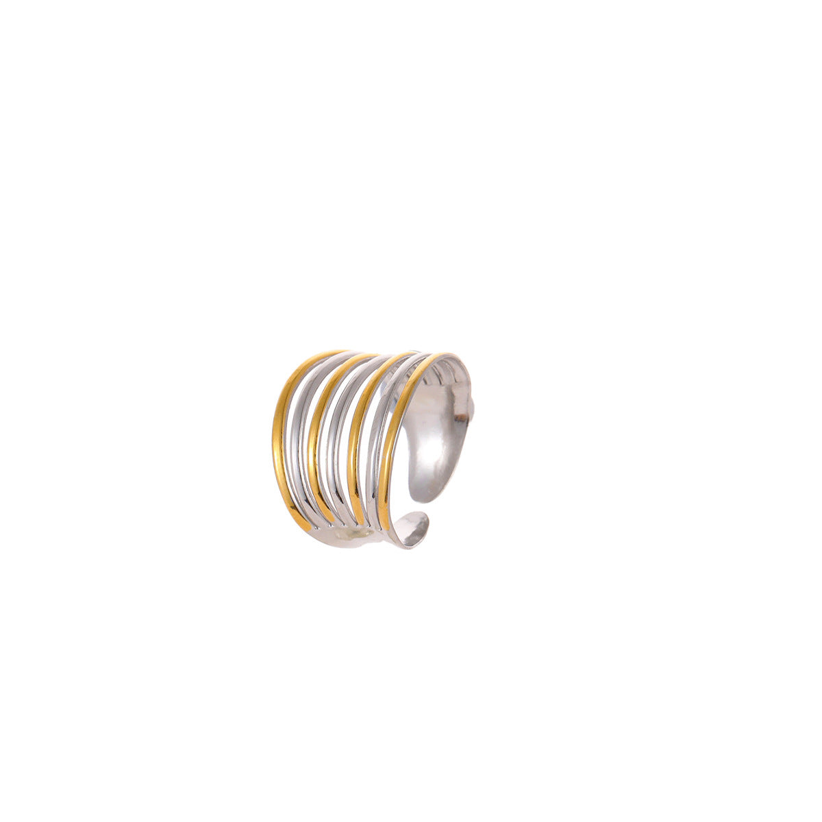 Anillo Minimalista Geométrico de Acero Inoxidable con Baño de Oro de 18K para Mujer, Accesorio de Moda