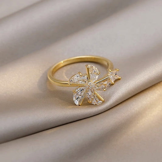 Anello Girevole a Mulino a Vento da Donna con Base in Rame e Finitura Elettrolitica Anello da Dito a Fascia Aperta Minimalista