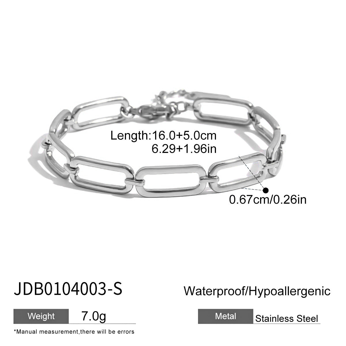 Pulsera de cadena cubana de acero inoxidable chapado geométrico para mujer