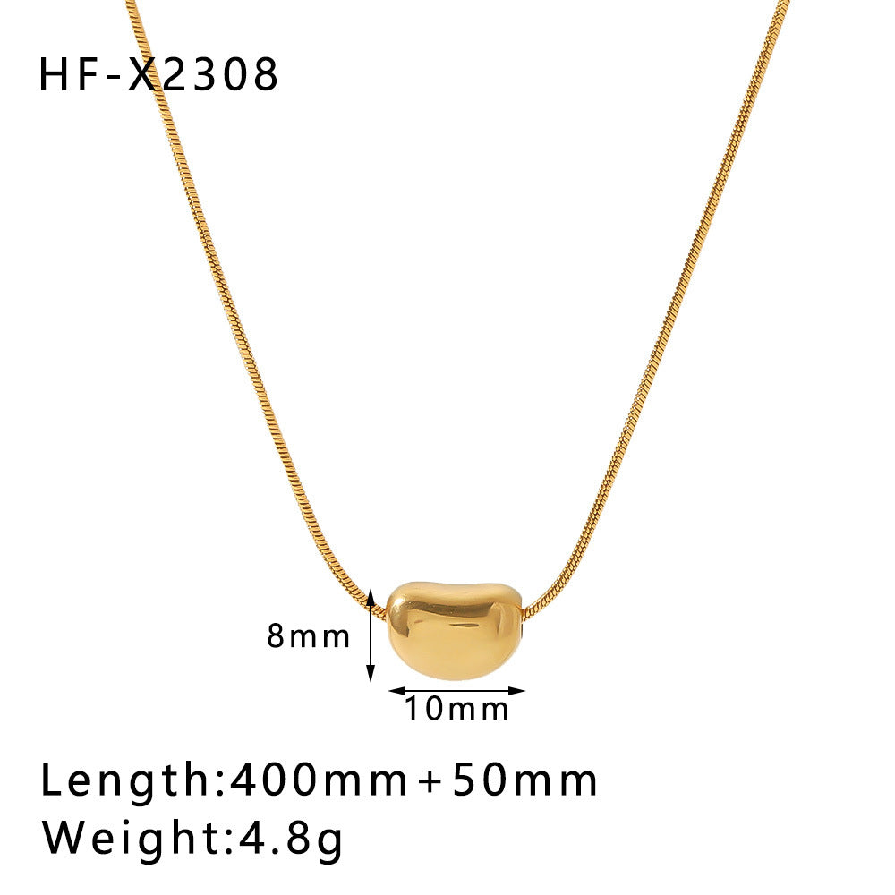 Minimalist Stainless Steel Snake-Eye Bamboo-Shaped Pendant Necklace for Women with 18K Gold Plating and Zircon Inlay