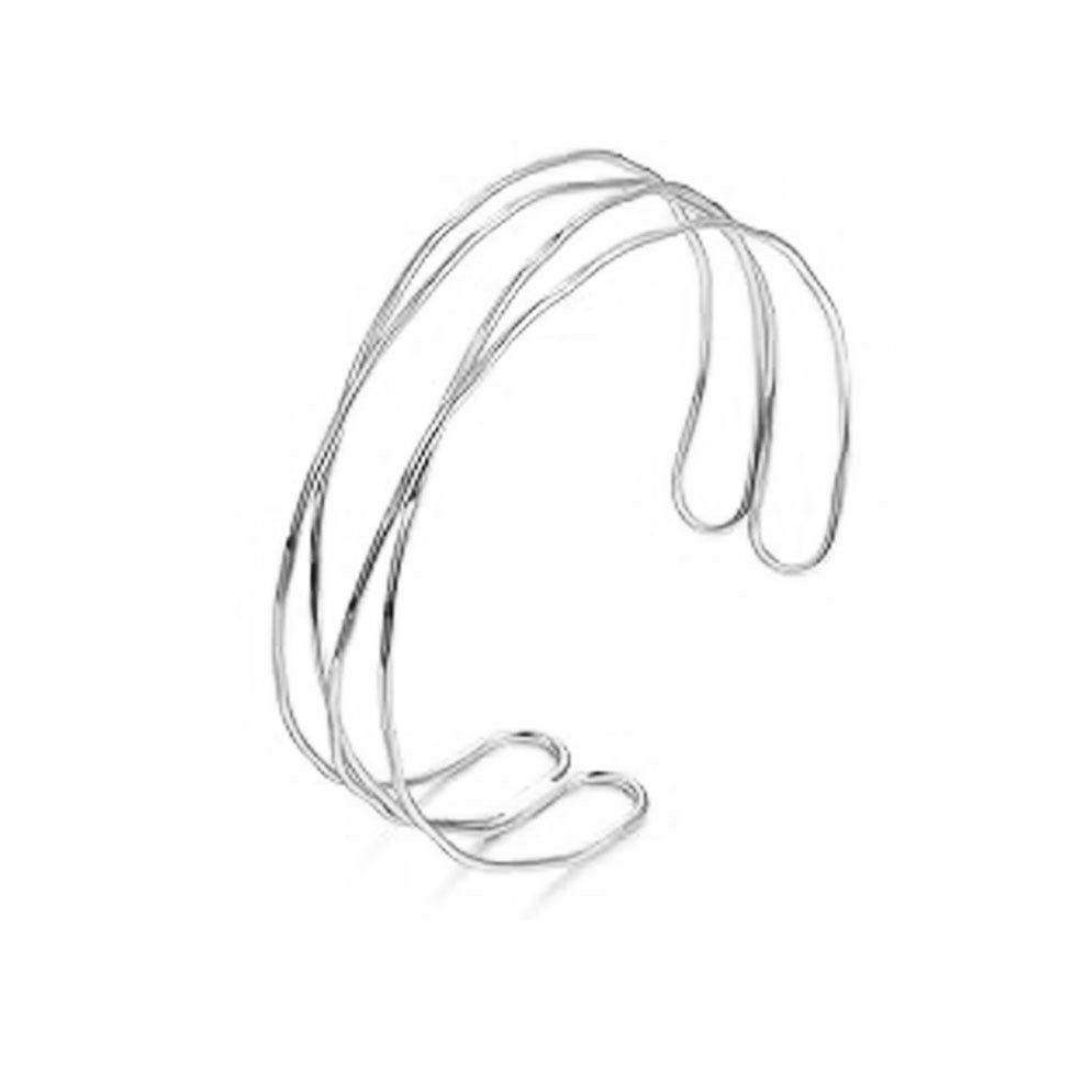 Elegant Geometric Plated Iron Open Adjustable Arm Cuff for Women