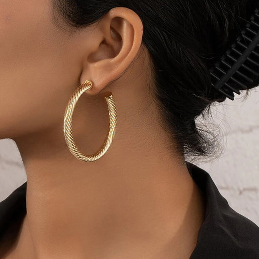 Minimalist Geometric U-Shaped Stainless Steel Earrings with 18K Gold Plating for Women
