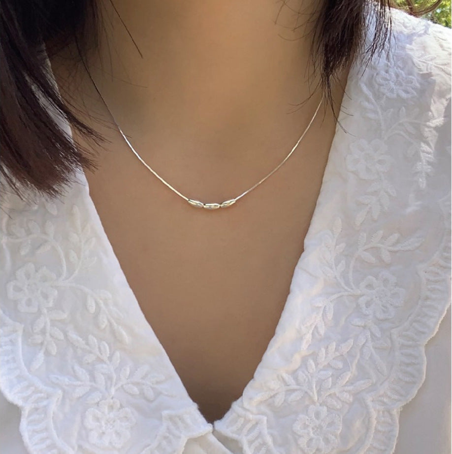 Minimalist Rhombus-Shaped S925 Sterling Silver Snake Chain Necklace with Polished Finish for Women