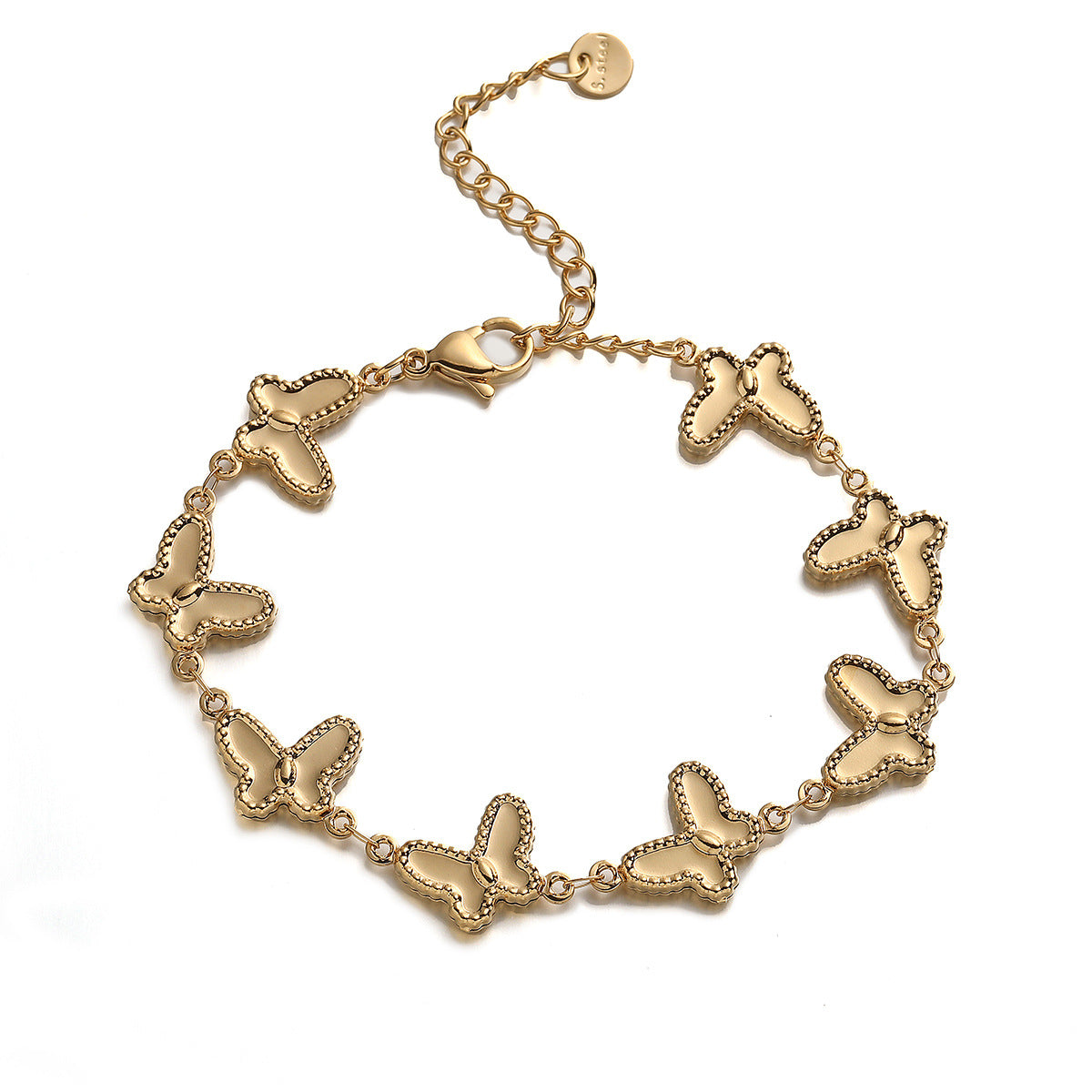 Bracciale a forma di farfalla in acciaio inossidabile placcato oro 18 carati da donna, alla moda e resistente all'ossidazione