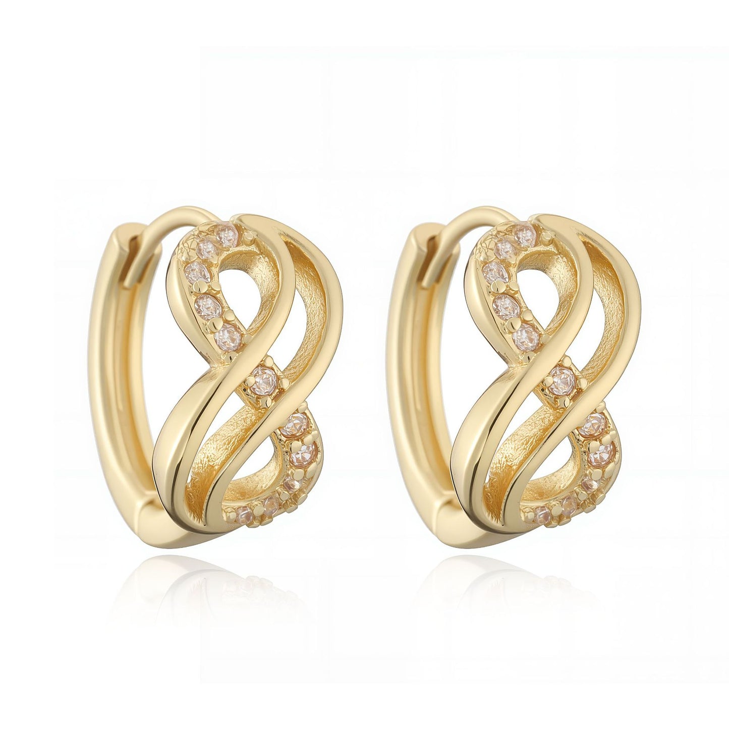 Minimalist Luxe Geometric Hoop Earrings for Women in Brass with 18K Gold Plating and Micro-Paved Zirconia