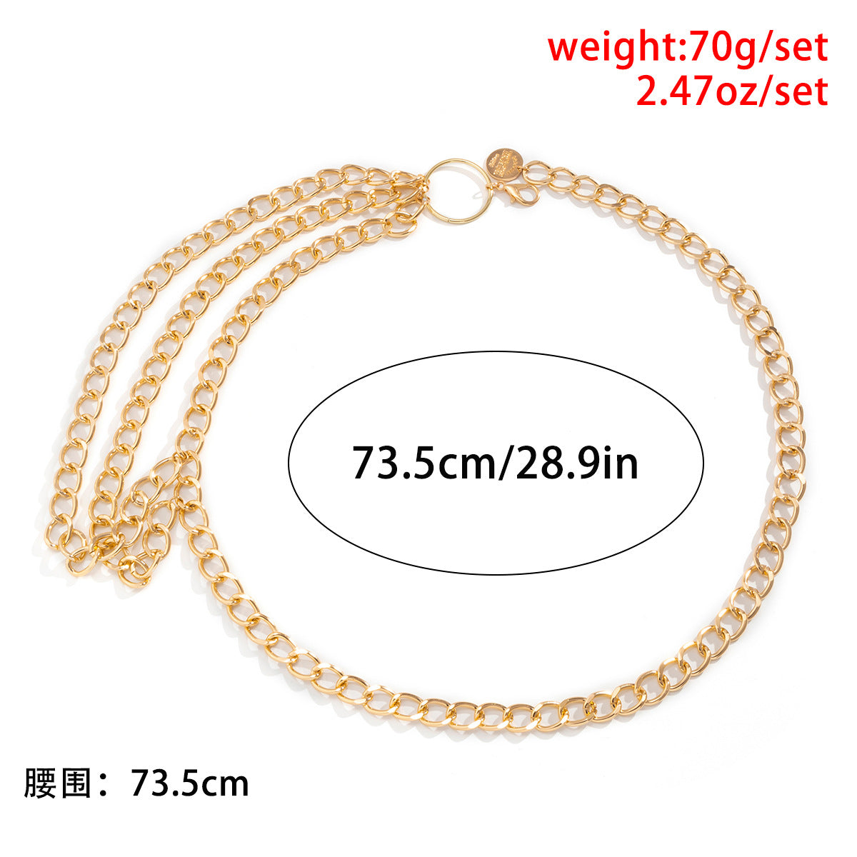 Punk Hip-hop Vintage Geometric Aluminum Alloy Plated Body Chain for Women