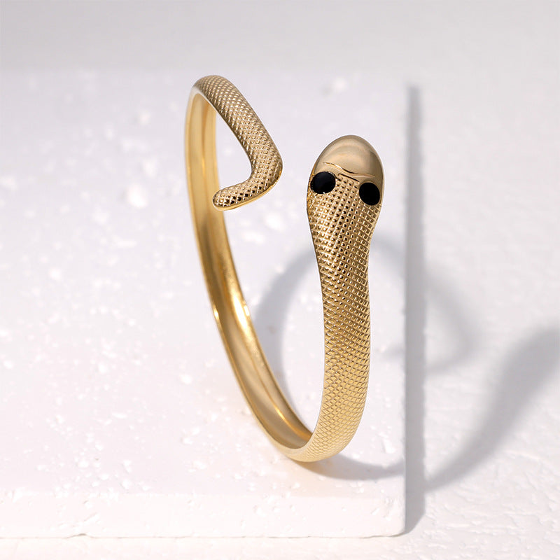 Elegant Luxury Stainless Steel Snake Bracelet with Gold Plating for Women, Hypoallergenic and Fade-Resistant
