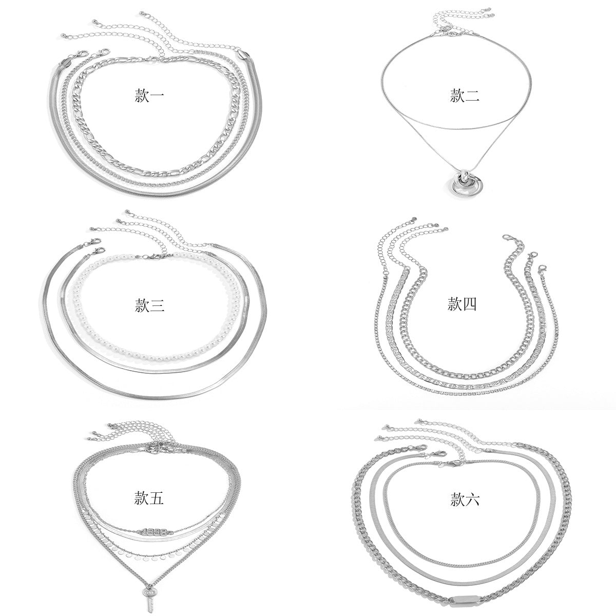 Minimalist Geometric Pearl Alloy Plated Snake Chain Necklace for Women