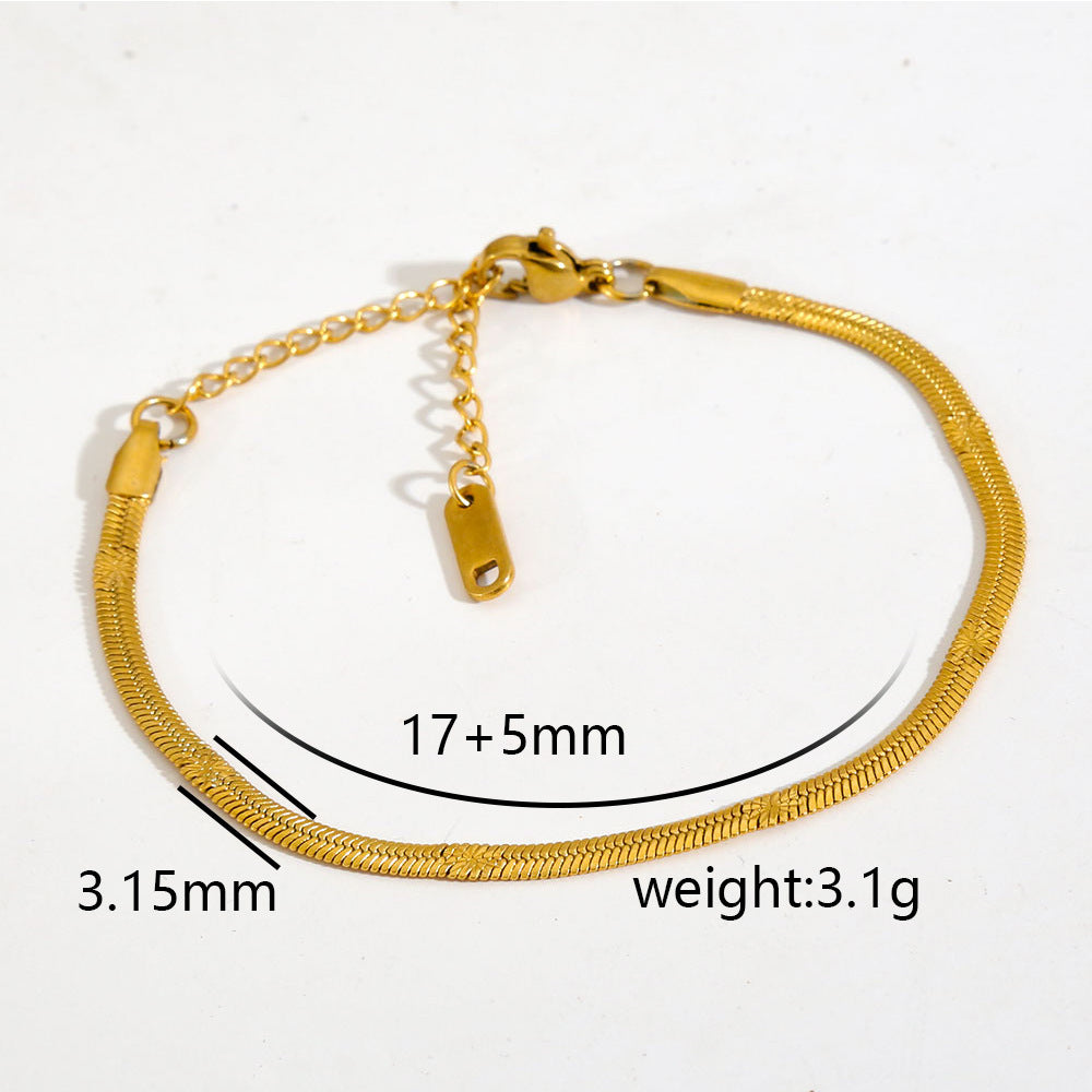 Cavigliera minimalista da donna in acciaio inossidabile placcato oro con piccole perline e ciondolo rotante