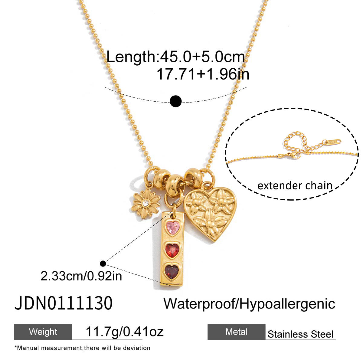 Minimalist Heart Stainless Steel PVD Plated Necklace for Women