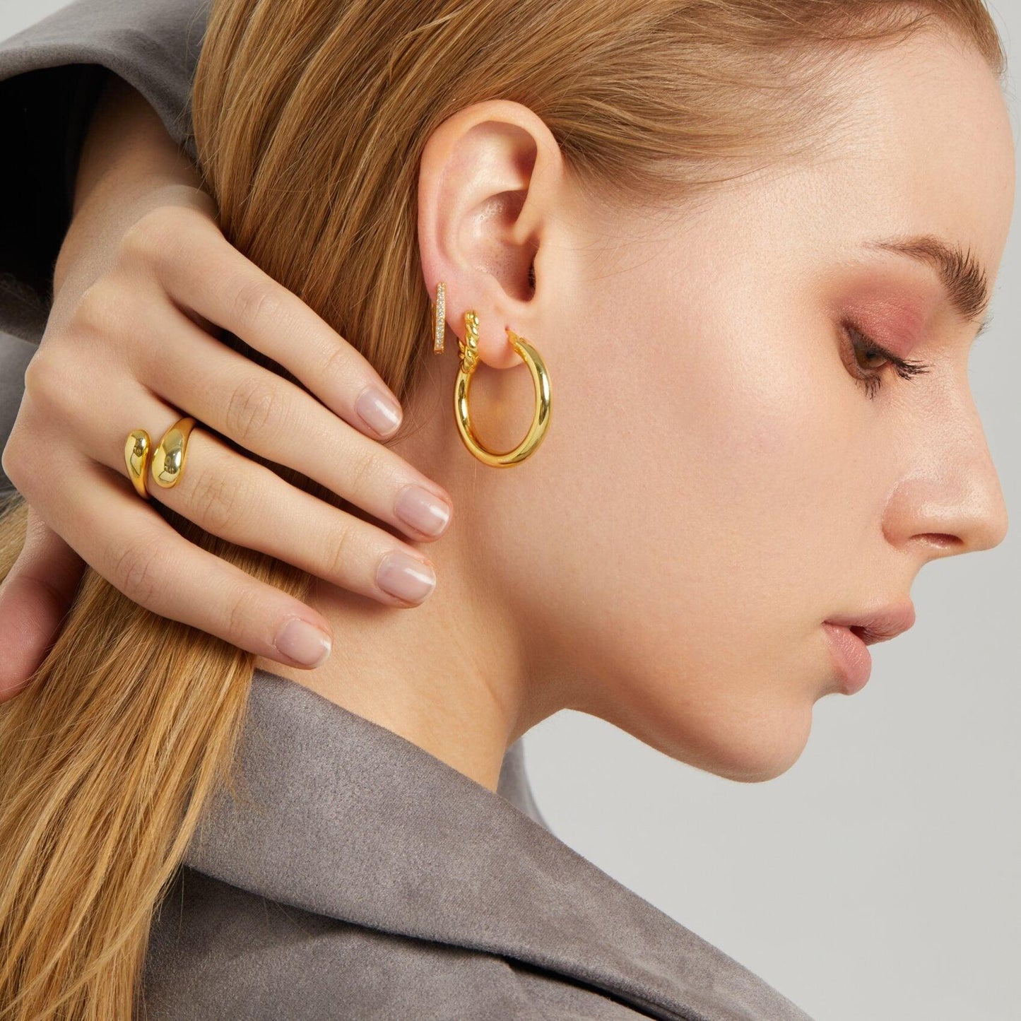 Anello aperto asimmetrico a goccia placcato oro 18K in acciaio inossidabile, gioielli unisex, stile minimalista