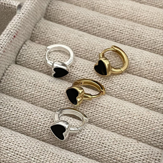 Pendientes de tuerca de plata de ley 925 con forma de corazón dulce y minimalista con incrustaciones de perlas