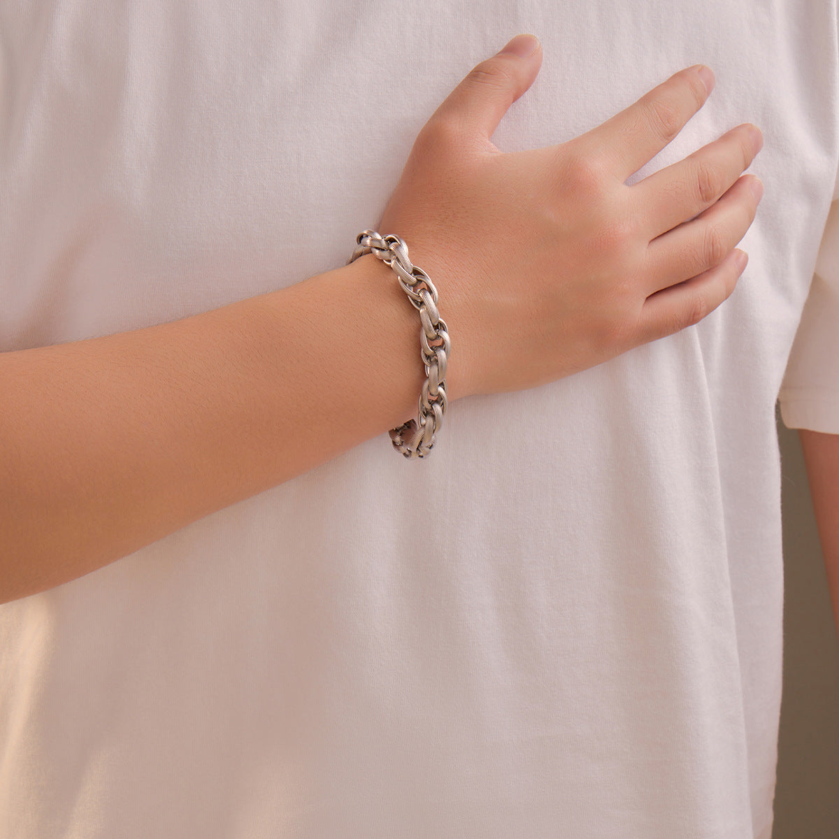 Minimalist Braided Stainless Steel Bracelet with Plated Finish for Women and Unisex Wear