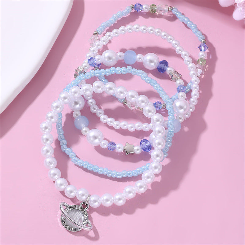 Pulsera de resina con colgante de cereza hecha a mano para niñas, diseño de estrella estilo princesa