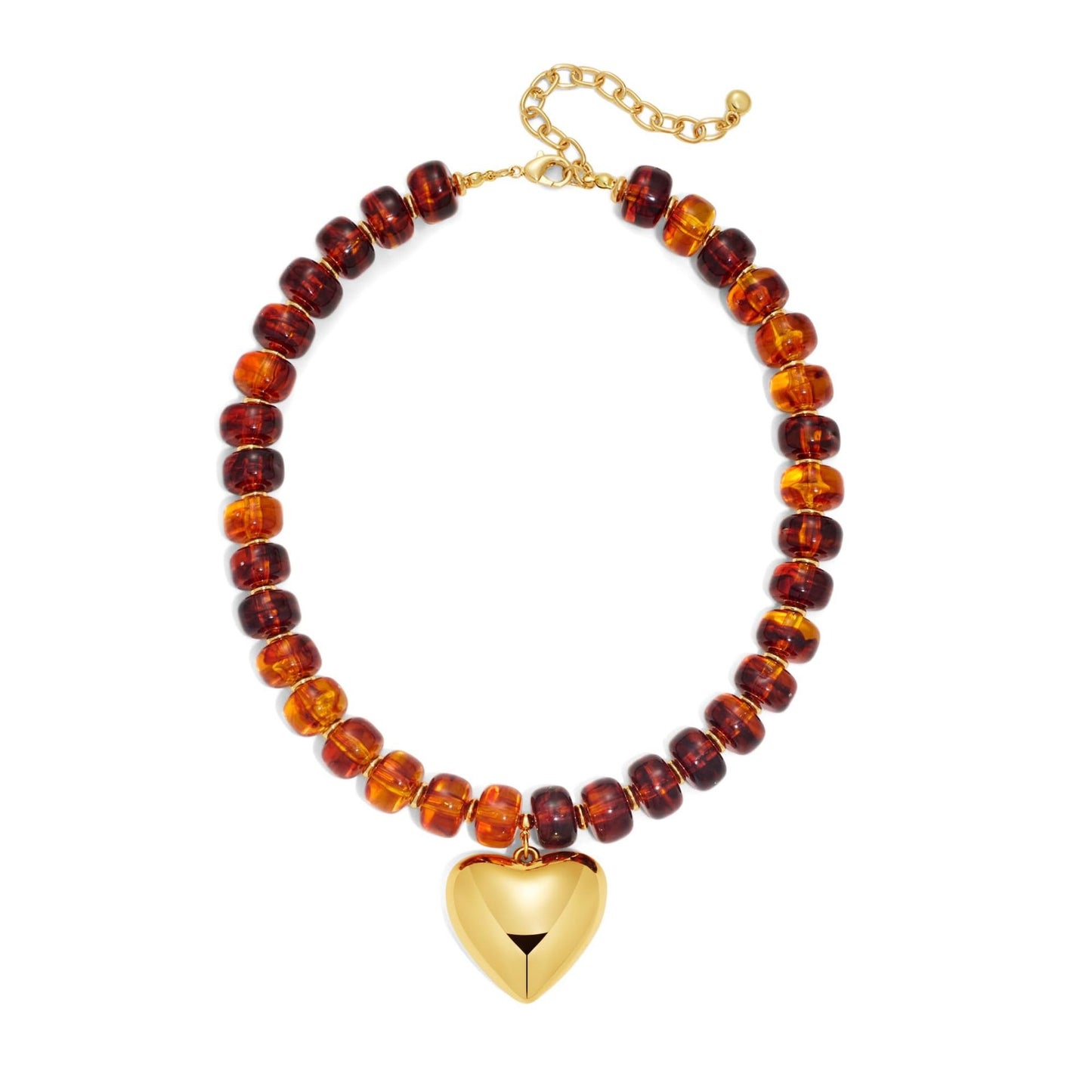 Luxury Geometric Heart Acrylic Pendant Necklace Colorful Beads Chain for Women