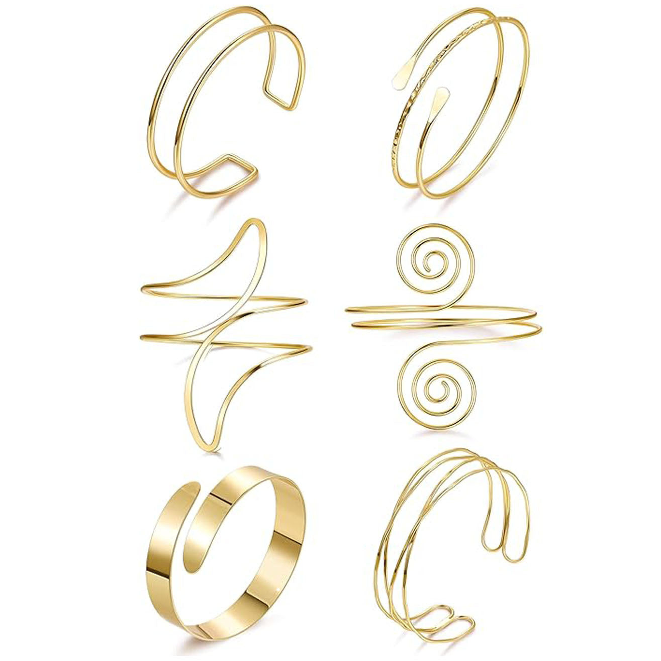 Minimalist Geometric Plated Iron Cuff Bracelet Adjustable Open Arm Ring for Women