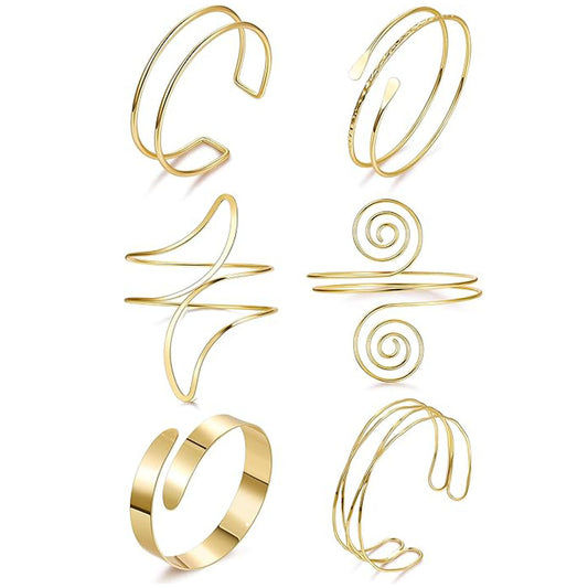 Minimalist Geometric Plated Iron Cuff Bracelet Adjustable Open Arm Ring for Women