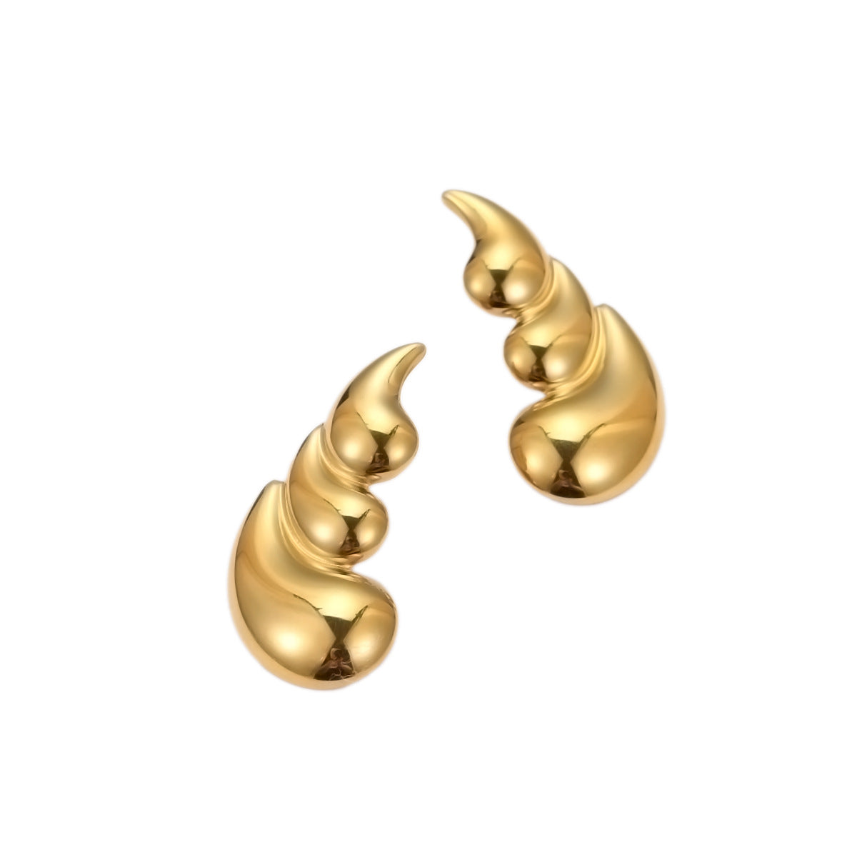 Elegantes pendientes geométricos de acero inoxidable con baño de oro de 18K para mujer