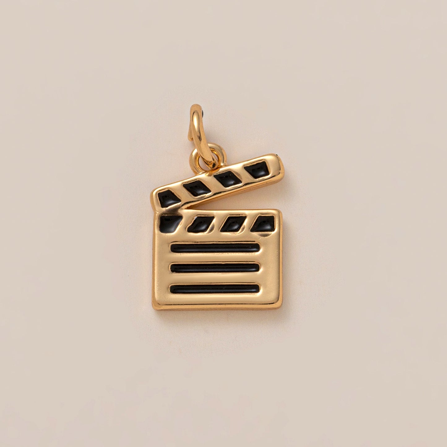18K Gold Plated Brass Geometric Stainless Steel Pendant with Cubic Zirconia on Ball Chain Charm Bar for Unisex