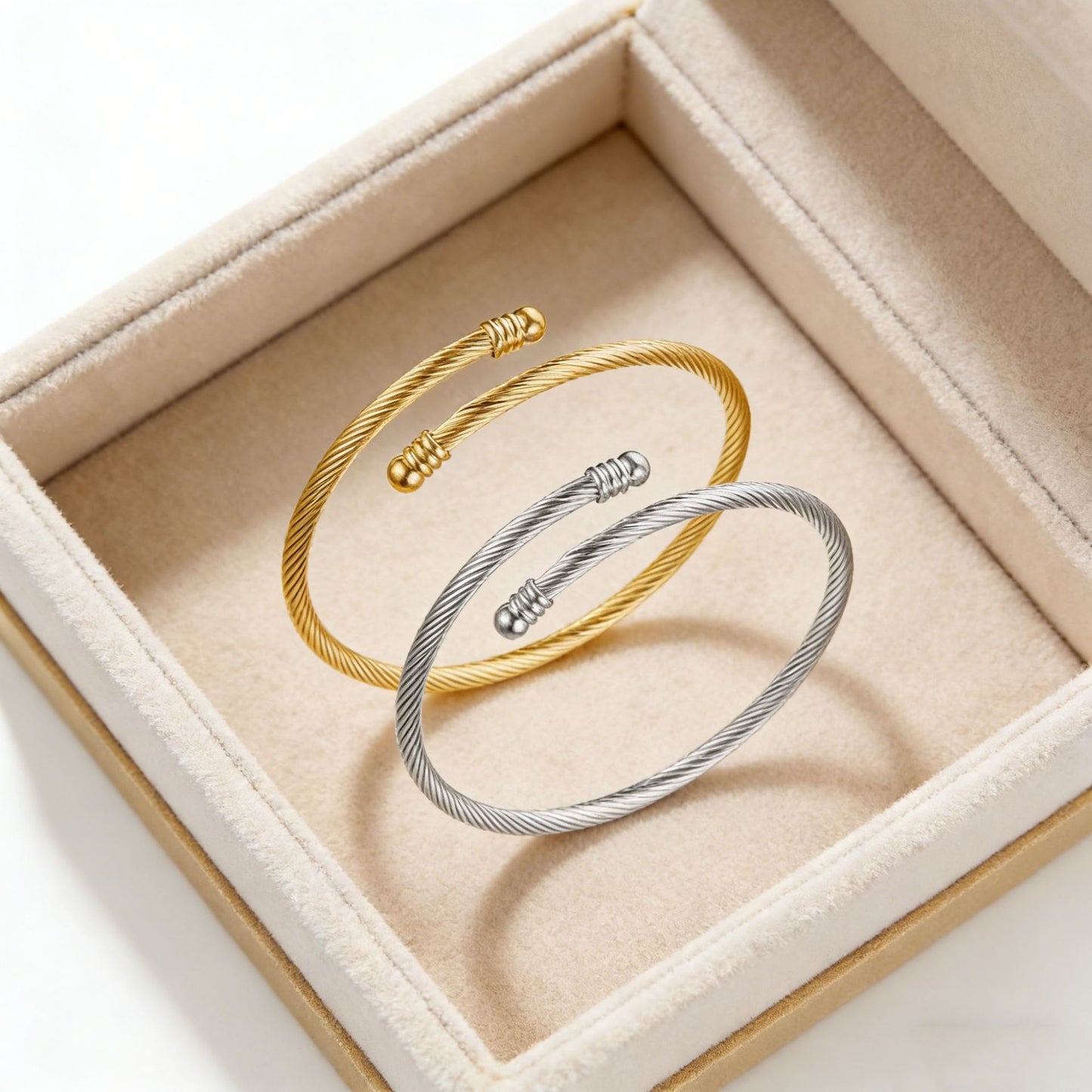Luxury Geometric Twisted Wire Cable Chain Bracelet Titanium Steel Stainless Steel Plated