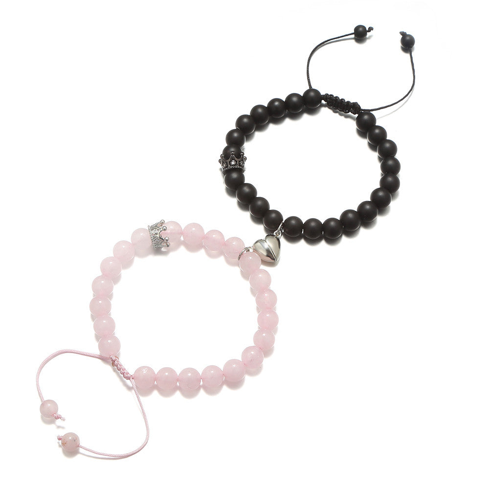 Geometric Round Natural Stone Bracelet Set for Couples