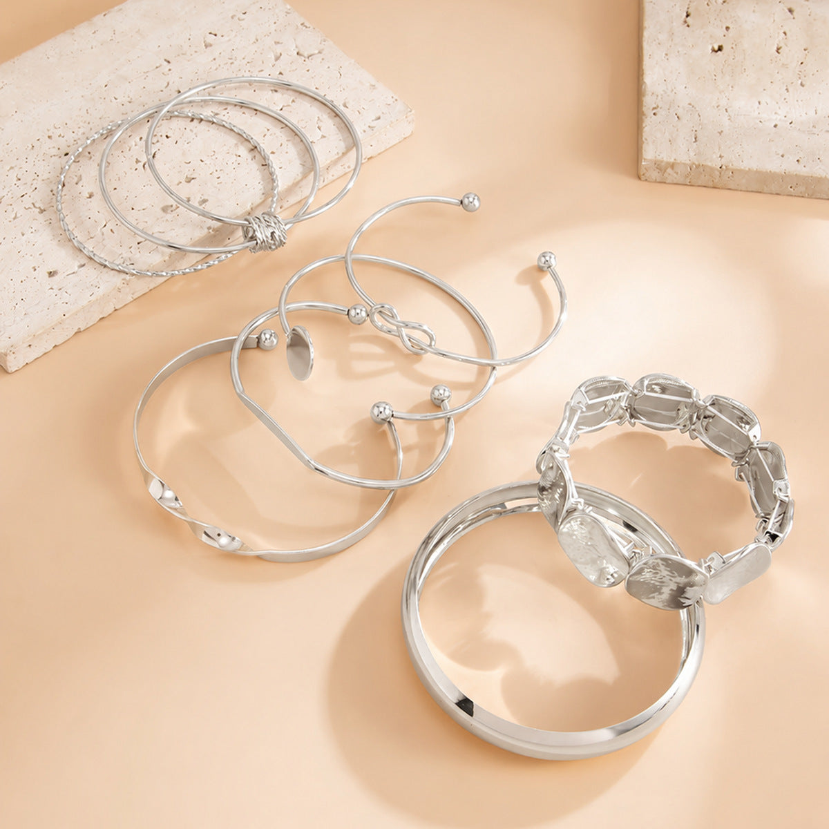 Fashion Striped Round Teardrop Iron Plated Open Cuff Bracelet