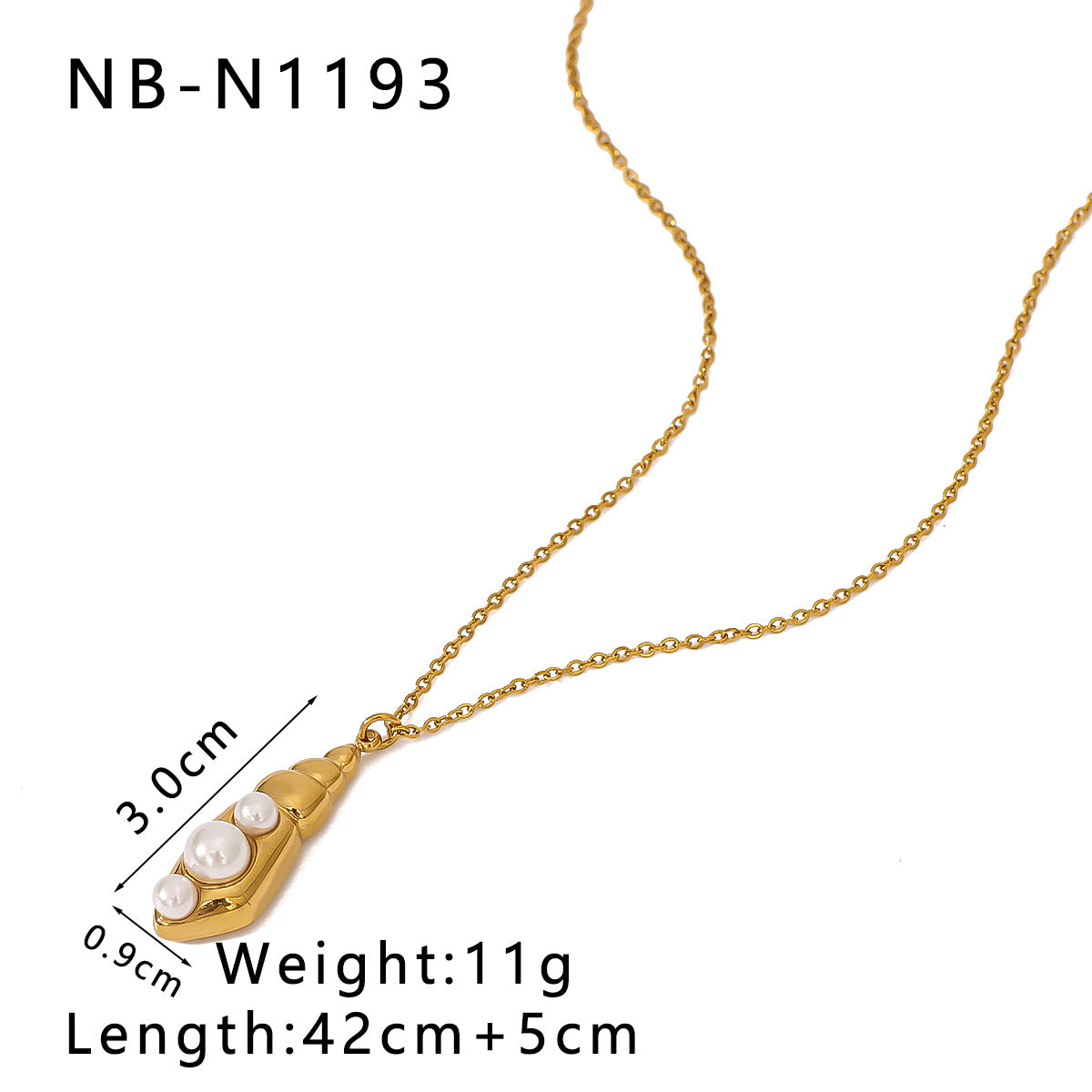 Minimalist Seashell-Shaped Titanium Steel Pendant Necklace Set with Rhinestone Inlay and Pearl Accents on O-Chain