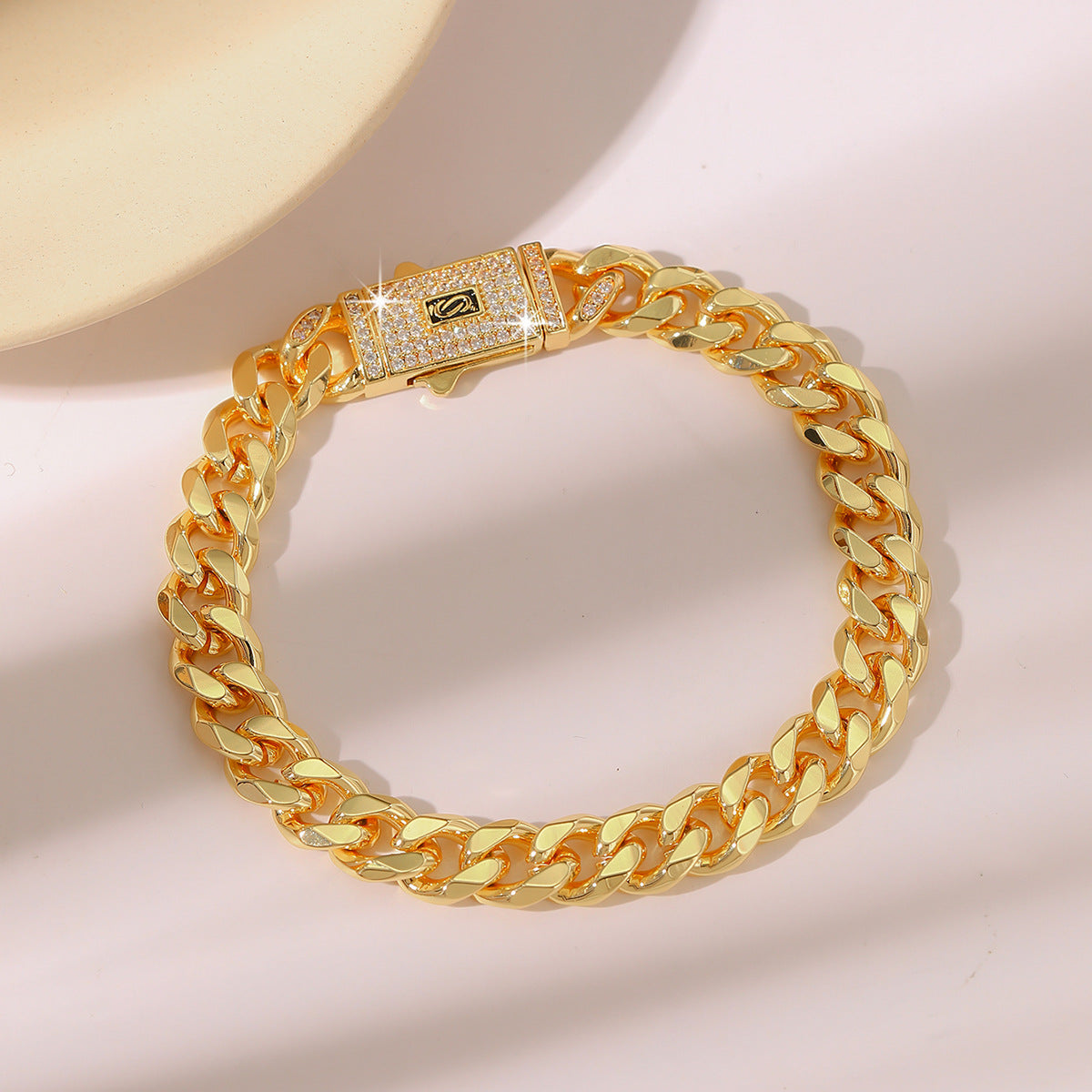 Luxury Gold Plated Brass Leaf Bracelet with Cubic Zirconia Inlay Unisex Floral Design