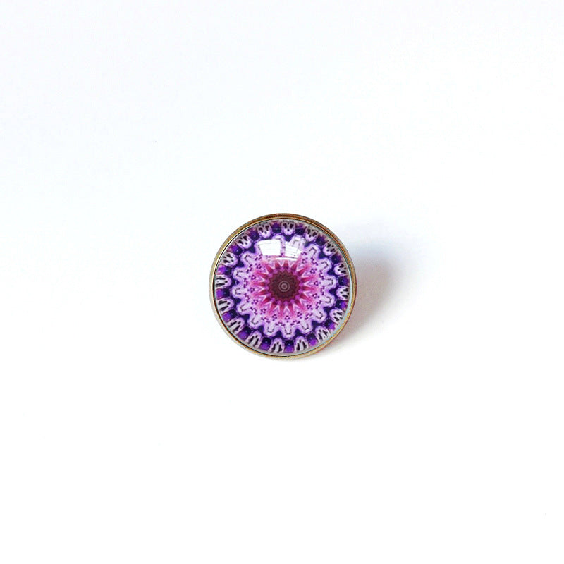 Broche floral vintage bohemio de mandala en latón con acabado chapado para mujeres y hombres
