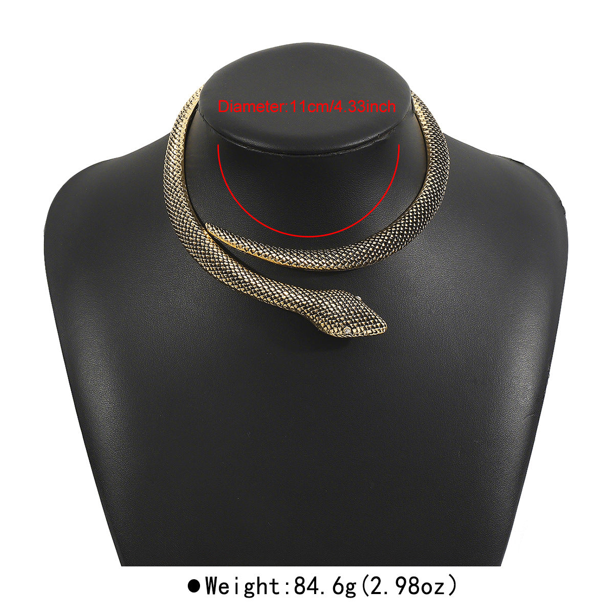 Gargantilla de aleación con forma de serpiente de estilo vintage para mujer con diseño industrial y acabado metálico