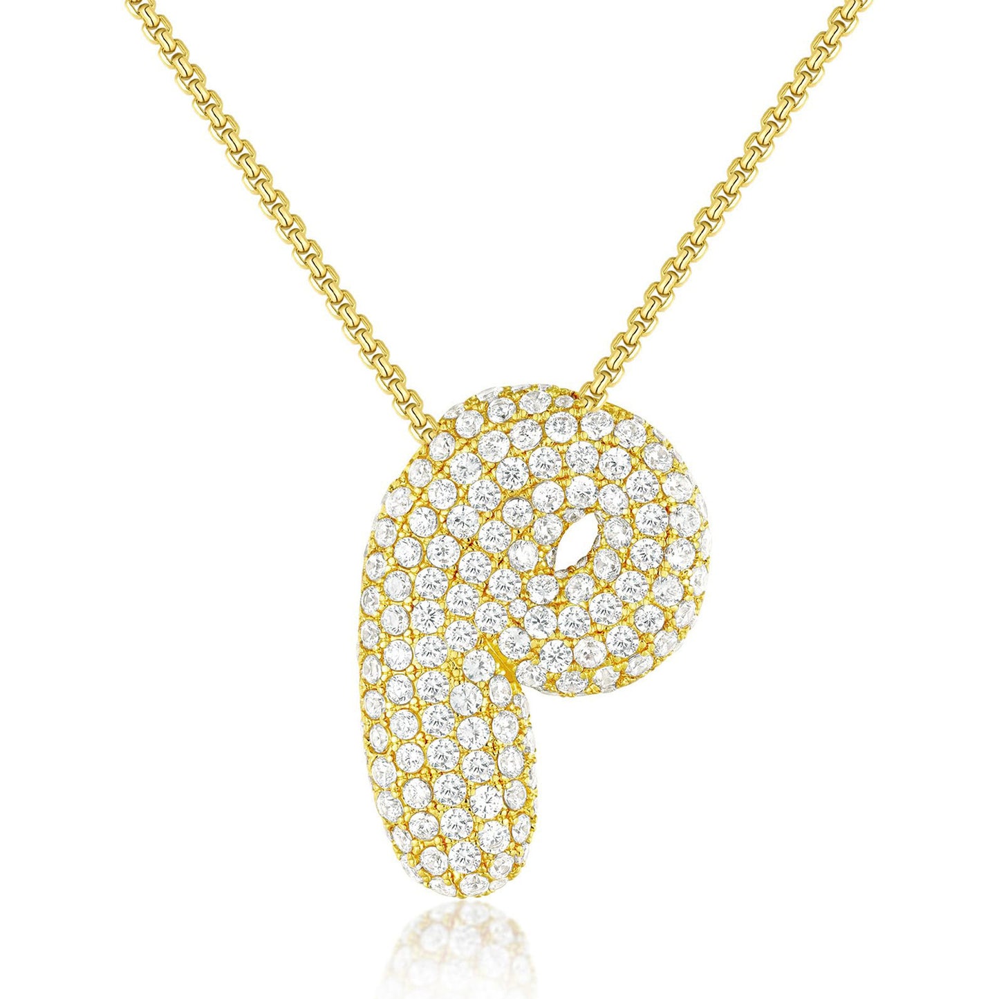 Luxury Elegant Gold Silver Plated Brass Letter Pendant Necklace with Cubic Zirconia for Women