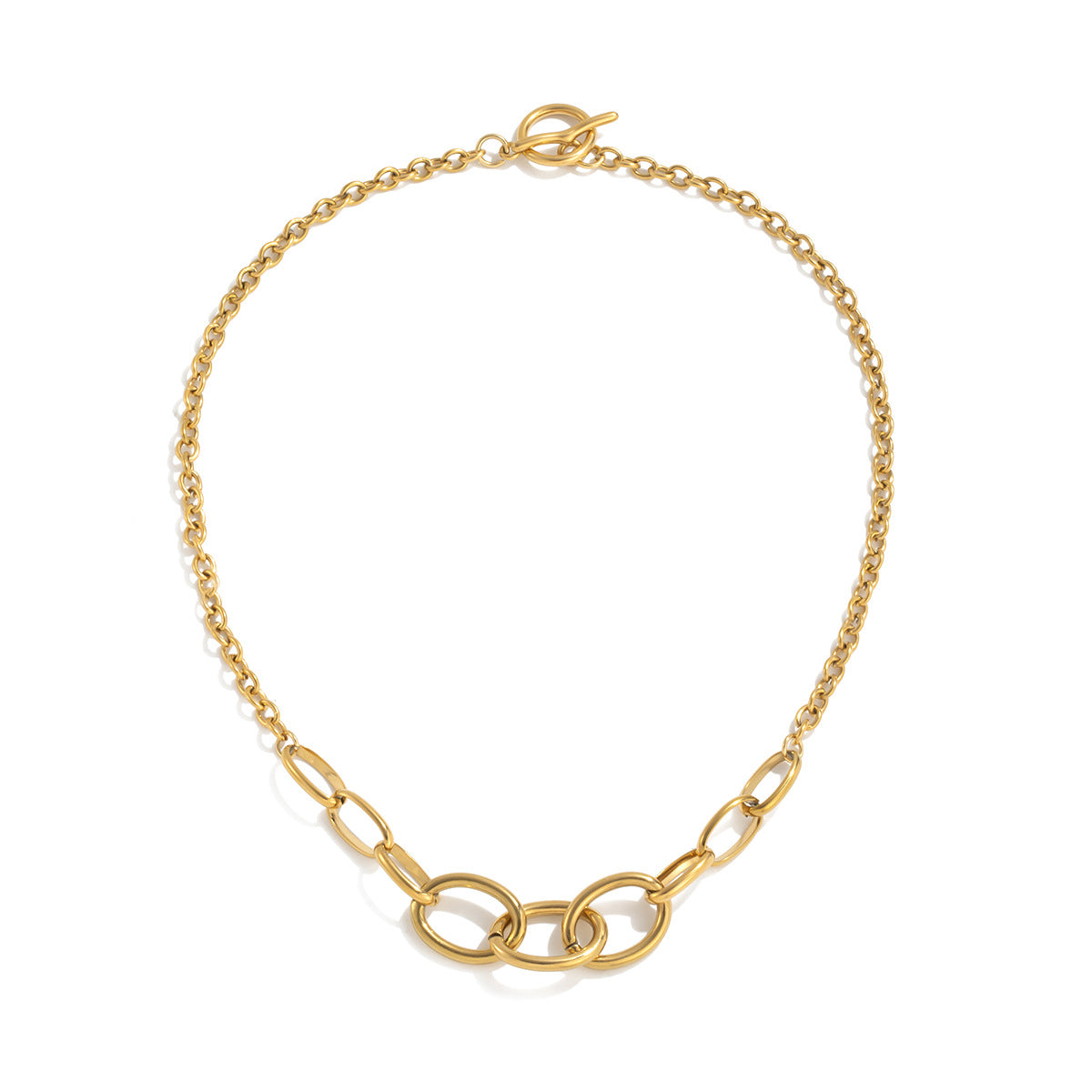 Collana Minimalista Geometrica Placcata in Acciaio Inossidabile da Donna con Ciondolo in Acciaio al Titanio e Design Elegante a Clavicole
