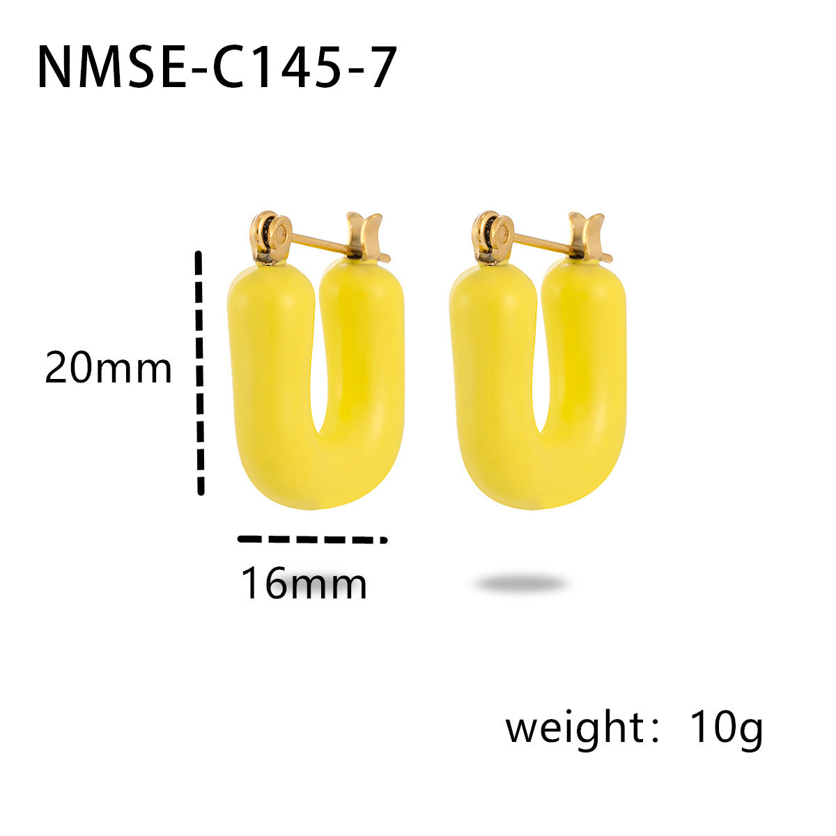 Pendientes franceses vintage de esmalte en forma de U de acero titanio para mujer, diseño irregular minimalista, joyería de moda de acero inoxidable