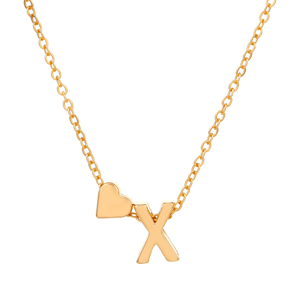 Sweet Heart Letter Alloy Plated Necklace Singapore Chain for Women