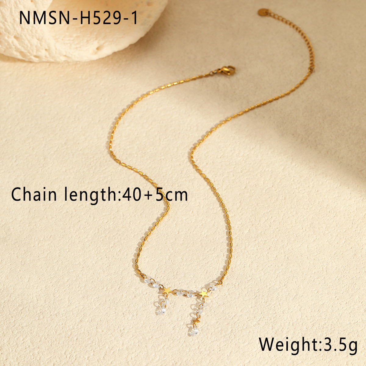 Elegante Collar de Borla de Acero Inoxidable con Baño de Oro de 18K e Incrustaciones de Circones para Mujer