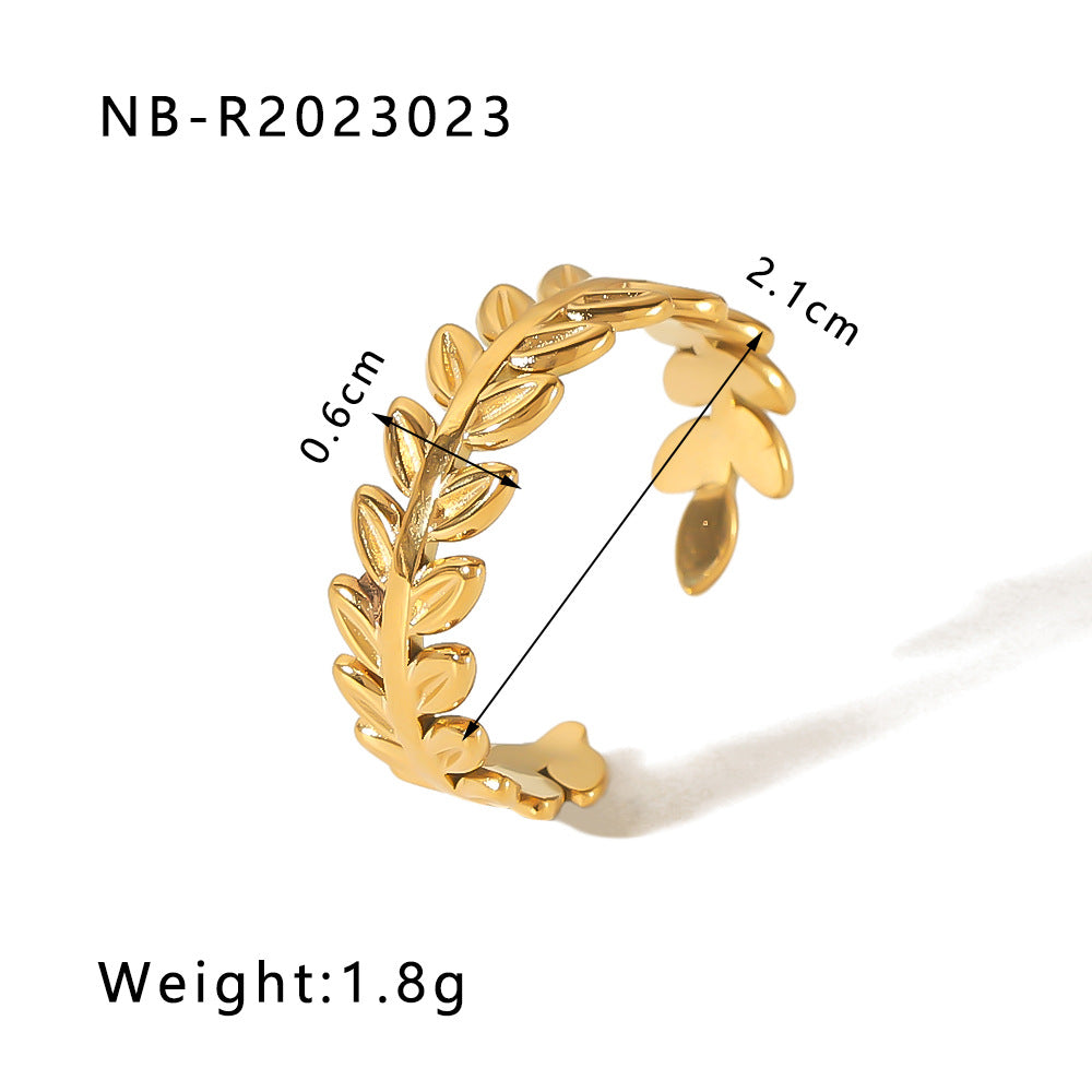 Minimalist Heart-Shaped Geometric Stainless Steel Open Ring for Women with 18K Vacuum Plating Finish
