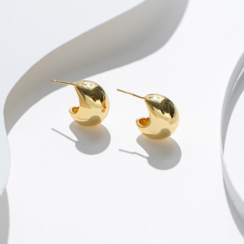 Minimalist Titanium Steel U-Shaped Hollow Hoop Earrings for Women with Polished Finish and Hypoallergenic Titanium Posts