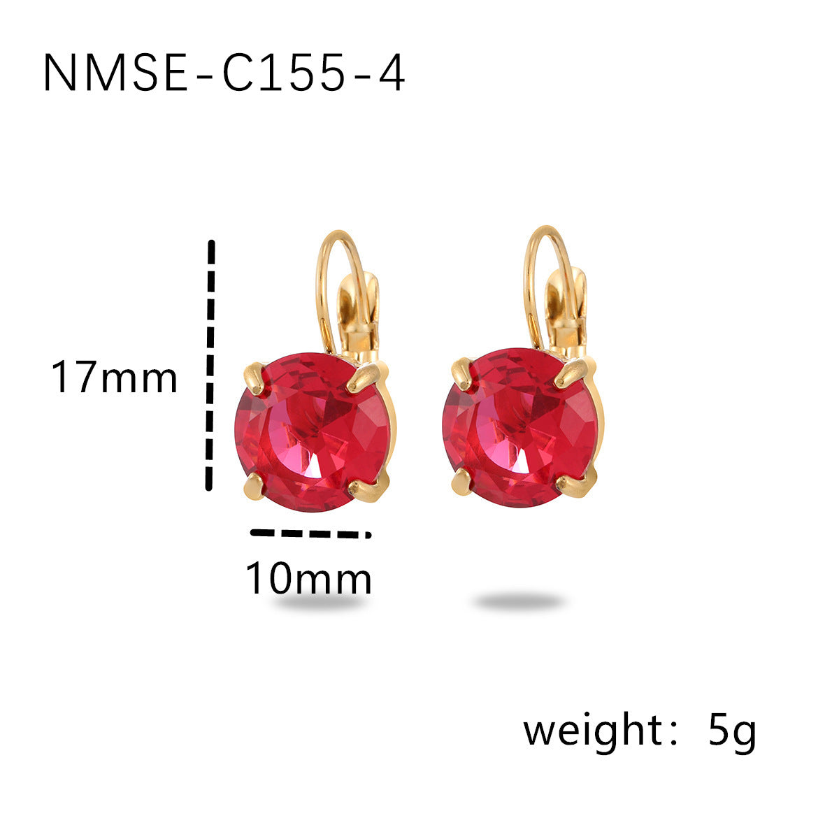 Fashion Minimalist 18K Gold Plated Stainless Steel Geometric Round Single Stone Stud Earrings for Women